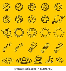 Space icons vector.