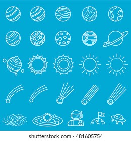 Space icons vector.
