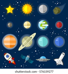 Space icons - vector