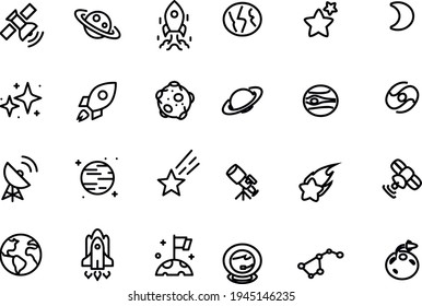 Space icons vector design black and white outline 