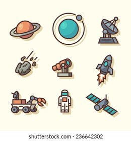 Space icons. Vector illustration.