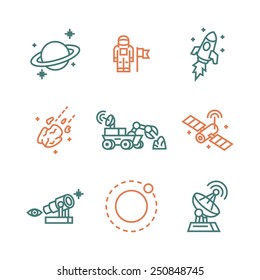 Space icons. Vector illustration.