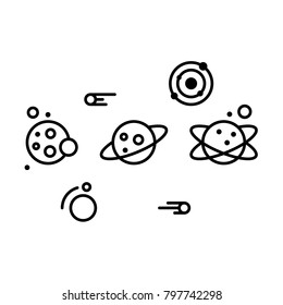 Space icons vector. Planet space minimal style. Space galaxy illustration