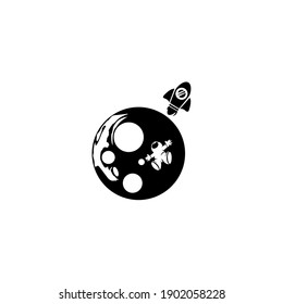 space illustration. astronaut flying around orbit of planet.Mission to explore the Moon.Vector illustration.