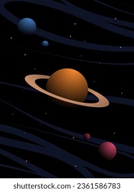 Space illustration background with Saturn