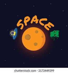 space illustration design with aliens and astronauts