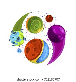 Space illustration, space fabric print. Vector galaxy astronomy element colored