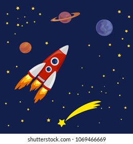 space illustration with space ship. vector illustration