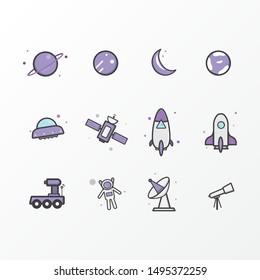 Space illustration vector icon set