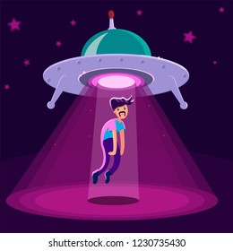 Space illustrations. Forward to the stars. Spaceships, UFO and Rockets.