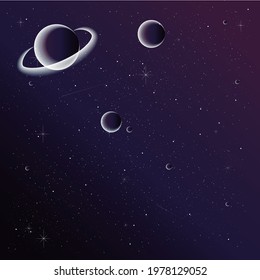 space illustrations, with planets and stars