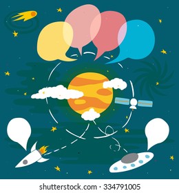 Space Infographic, Vector Illustration, 100% Hand Draw, Easy Edit