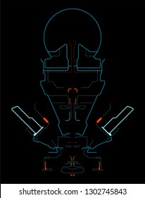 Space interface for the game. Futuristic interface. In-game menu. Touch panel. HUD control panel. Template virtual interface for spaceship simulator