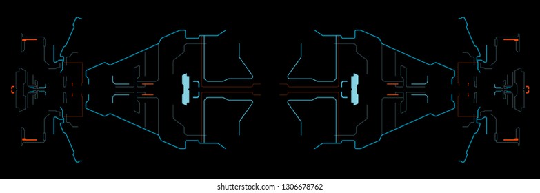 Space interface for the game. Futuristic interface. In-game menu. Touch panel. HUD control panel. Template virtual interface for spaceship simulator