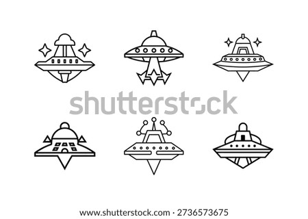 space invader ship icon line art vector illustration isolated