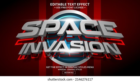 Space invasion 3D editable text effect template