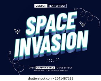 Invasión de espacio Texto editable, efecto de fuente, texto 3D para el título
