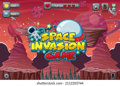 Space Invasion Game Template Galaxy Scene illustration