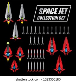 Space jet collection set for game asset
