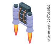 Space jetpack icon isometric vector. Fire jet pack. Air model