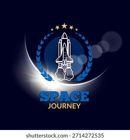 Viaje espacial. fondo de identidad de concepto con transbordador espacial estilizado