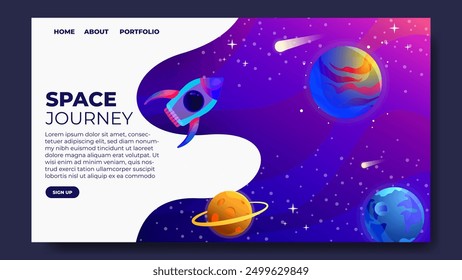 Design der Weltraumreise-Website im modernen und Farbverlauf-Stil