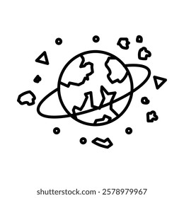 Space junk icon Black and white logo