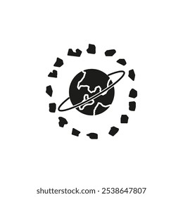 Space junk icon flat line symbol set.