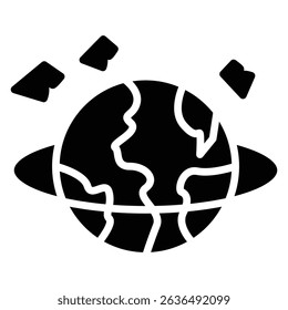 Space junk icon Flat outline fill black and white