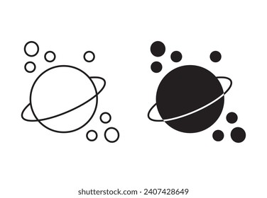 Space junk outline icon collection or set. planet earth debris pollution Thin vector line art
