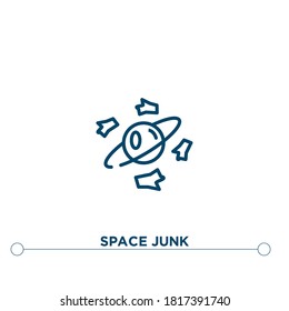 space junk outline vector icon. simple element illustration. space junk outline icon from editable astronomy concept. can be used for web and mobile
