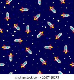 space kid rockets seamless pattern vector texture