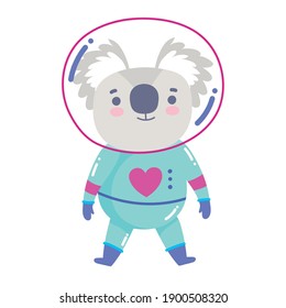 space koala astronaut adventure cartoon animal vector illustration