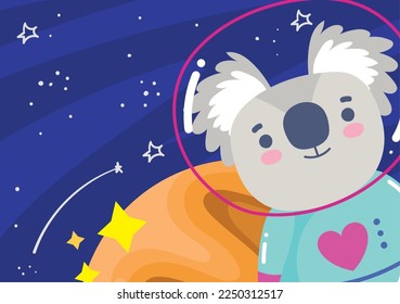 space koala astronaut and planet