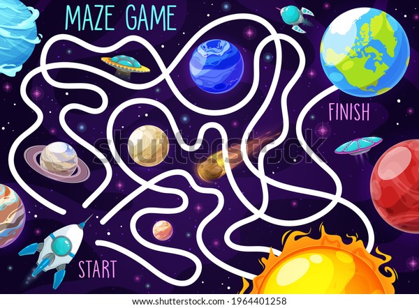 Space Labyrinth Maze Game Kids Puzzle Stock Vector (Royalty Free ...