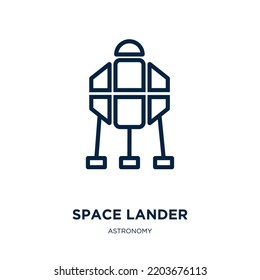 space lander icon from astronomy collection. Thin linear space lander, rocket, lander outline icon isolated on white background. Line vector space lander sign, symbol for web and mobile