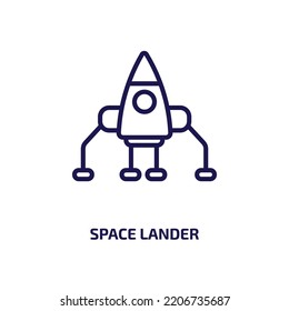 space lander icon from astronomy collection. Thin linear space lander, rocket, lander outline icon isolated on white background. Line vector space lander sign, symbol for web and mobile
