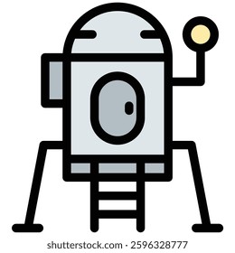 Space lander icon in flat line style representing extraterrestrial exploration planetary landing and robotic missions ideal for astronomy science and space technology concepts.