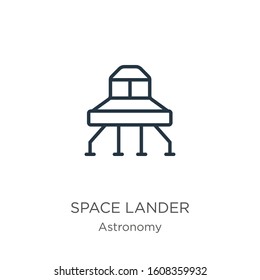 Space lander icon. Thin linear space lander outline icon isolated on white background from astronomy collection. Line vector sign, symbol for web and mobile