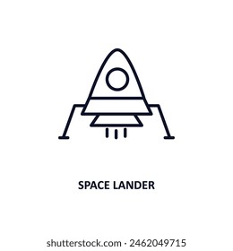 icono de contorno del aterrizador espacial.  Ícono de línea delgada de la colección astronómica. Vector editable aislado sobre fondo blanco