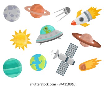 Raumlandeplaneten Raumschiff-Solaranlage Zukunft Weltraumschiff Raketenguttle Vektorgrafik