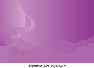 Space landscape with large planets on on purple starry sky.  Color universe and purple nebula. Background copy space.