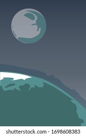 ilustración vectorial del paisaje espacial, vectorial, tarjeta con espacio, día astronáutico