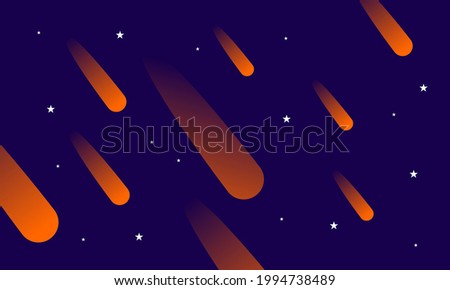 space landscape wallpaper, with meteors passing between the moon and stars