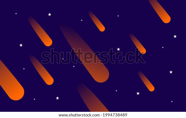 space landscape wallpaper, with meteors passing\
between the moon and\
stars