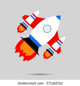 Space launch vector. Business startup rocket launch illustration