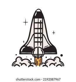 space launchinh spaceship retro icon