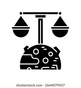 Space law black flat icon. Vector isolated element. 