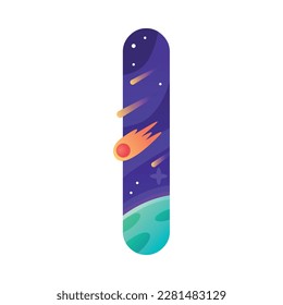 Space Letter I as Font and Alphabet Capital Bold Figure with Asteroid Vector Illustration