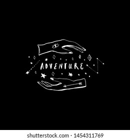 Space lettering vector. Travel concept